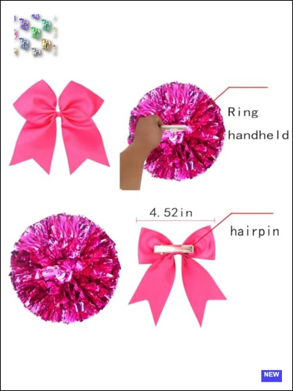 Kids Cheerleader Costume Set with Skirt, Poms, Headband - Halloween Party Outfit